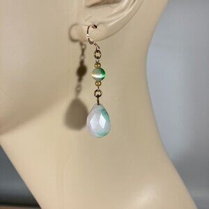 Handcrafted Candy Jade Teardrop Earrings - 1-1/2" Long.